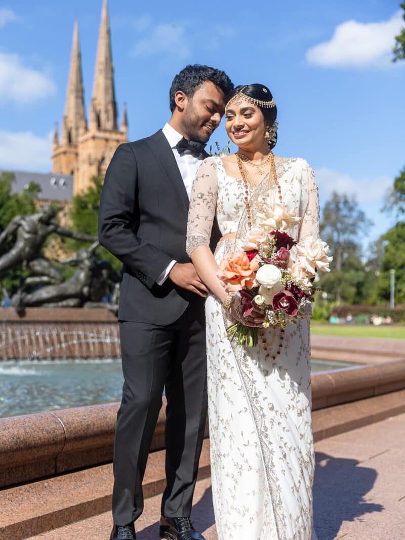 Chathurika and Lalitha photographed around Hyde Park before their Sri Lankan wedding ceremony