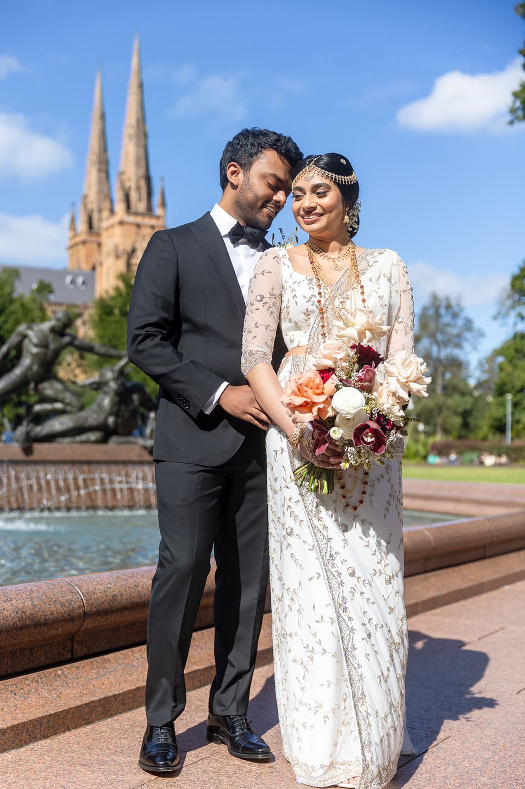 Chathurika and Lalitha photographed around Hyde Park before their Sri Lankan wedding ceremony