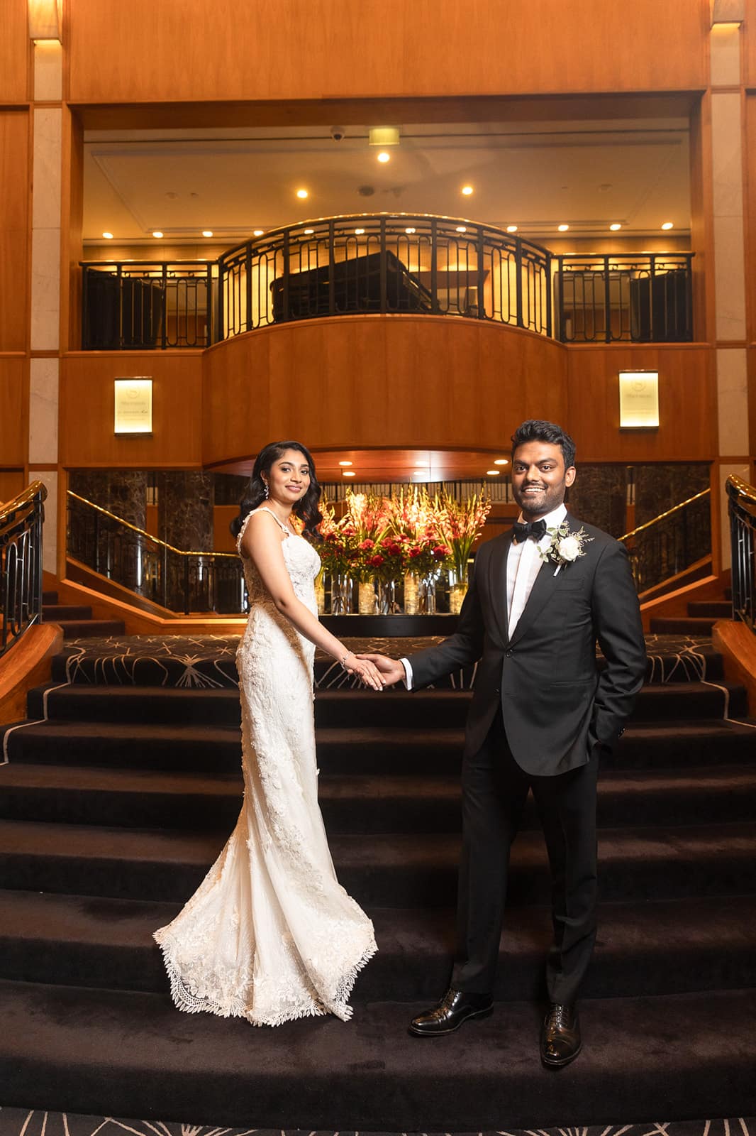 Chathurika and Lalitha just before their reception entrance at Sheraton Grand Sydney, Hyde Park
